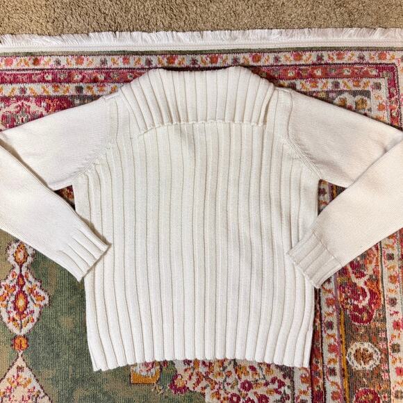 Vintage St. John’s Bay Cream Floral Knit Zip Up Sweater - Picture 3 of 3